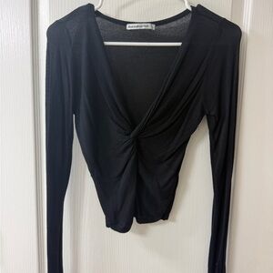 Abercrombie & Fitch Black Twist-Knot Long Sleeve Top